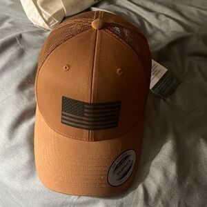 Tan American flag snap back hat